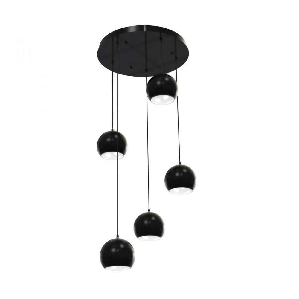 Roxy 5 Light Round Pendant,120V,Black