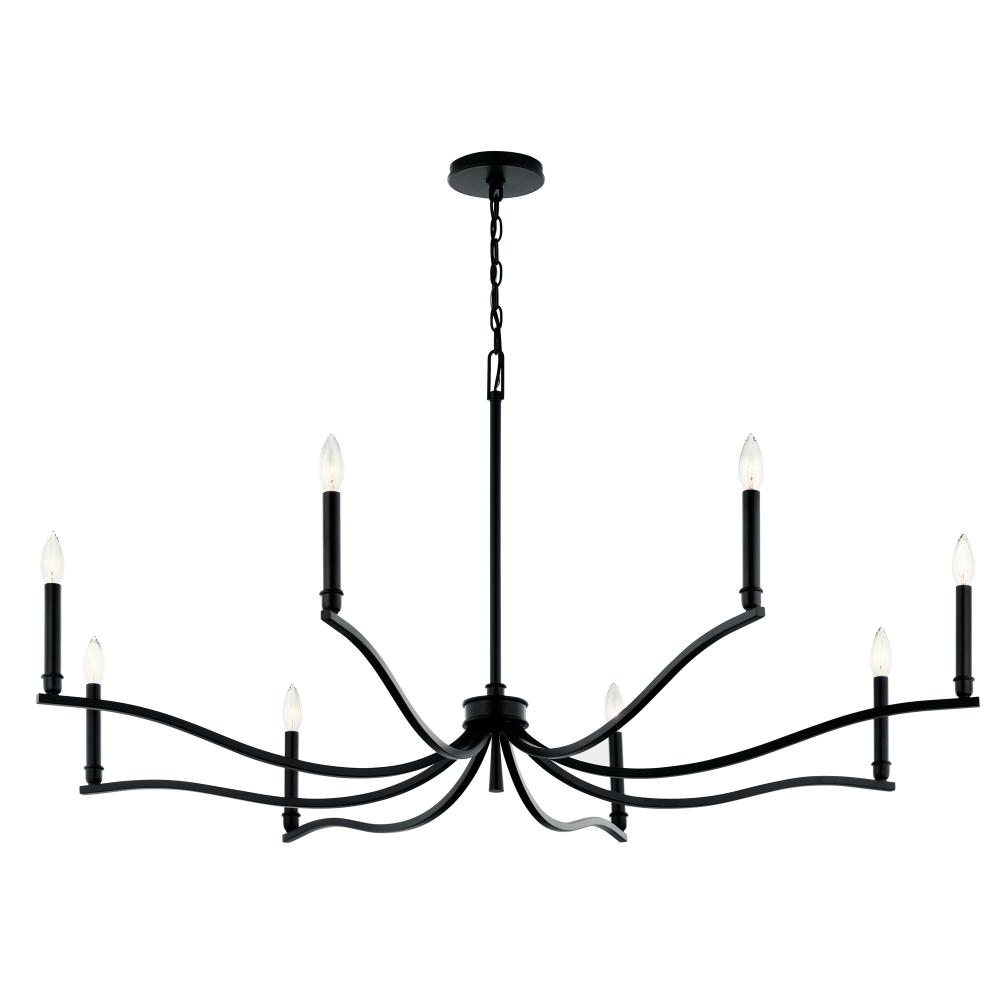 Malene 52 Inch 8 Light Chandelier in Black