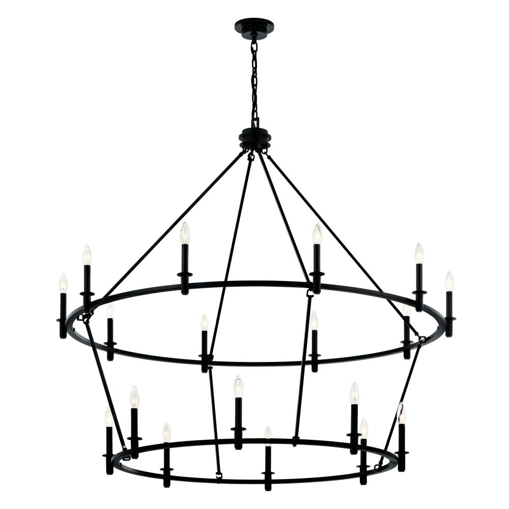 Carrick 54.25 Inch 18 Light 2-Tier Chandelier in Black