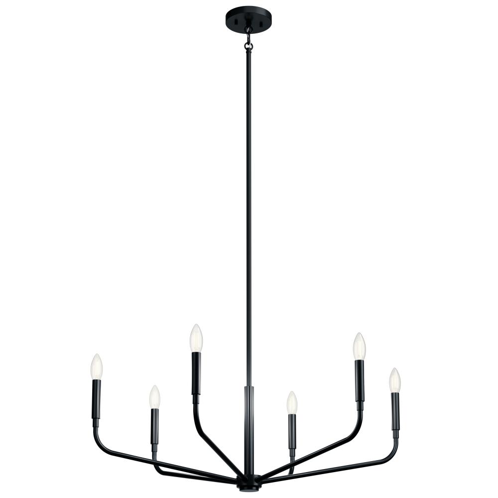 Madden 32 Inch 6 Light Chandelier in Black