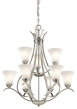 Kichler 43506NI - Keiran 33.25" 9 Light Chandelier with Satin Etched White Glass in Brushed Nickel
