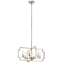Kichler 44128PN - Downtown Deco 6 Light Convertible Chandelier Polished Nickel