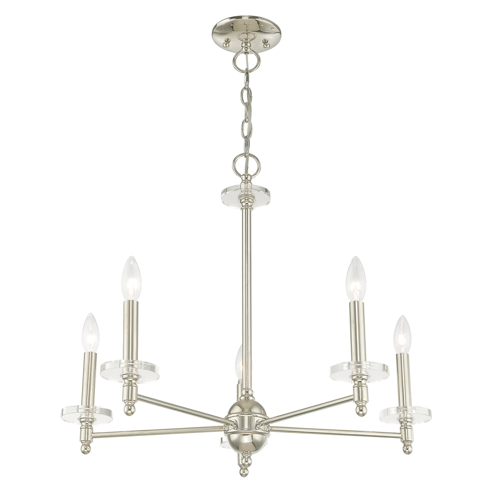 5 Lt Polished Nickel Chandelier