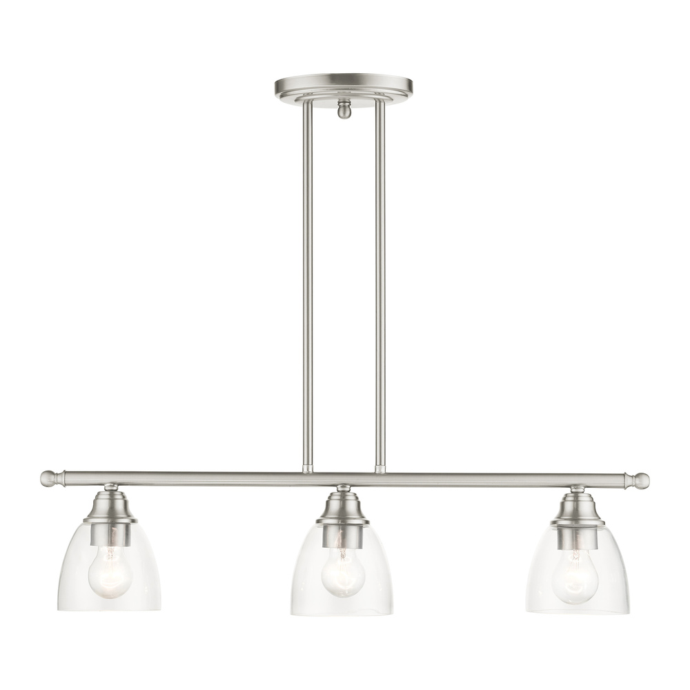 3 Lt Brushed Nickel Linear Chandelier