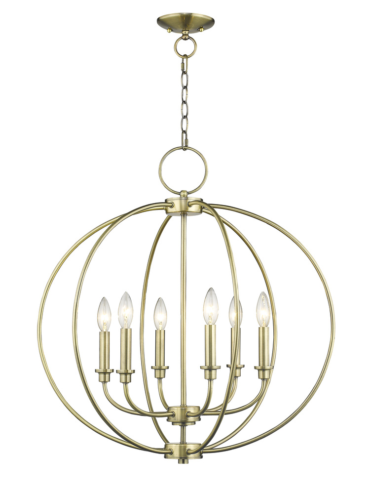 6 Light Antique Brass Chandelier