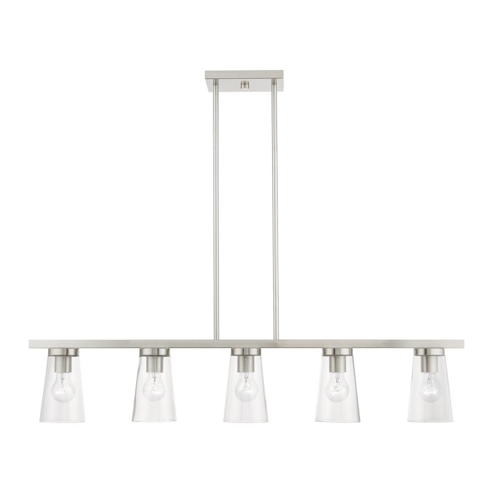 5 Light Brushed Nickel Linear Chandelier