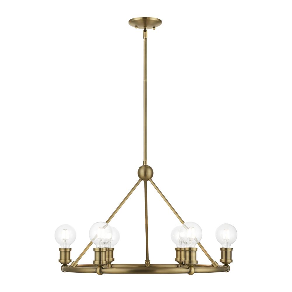 6 Light Antique Brass Chandelier