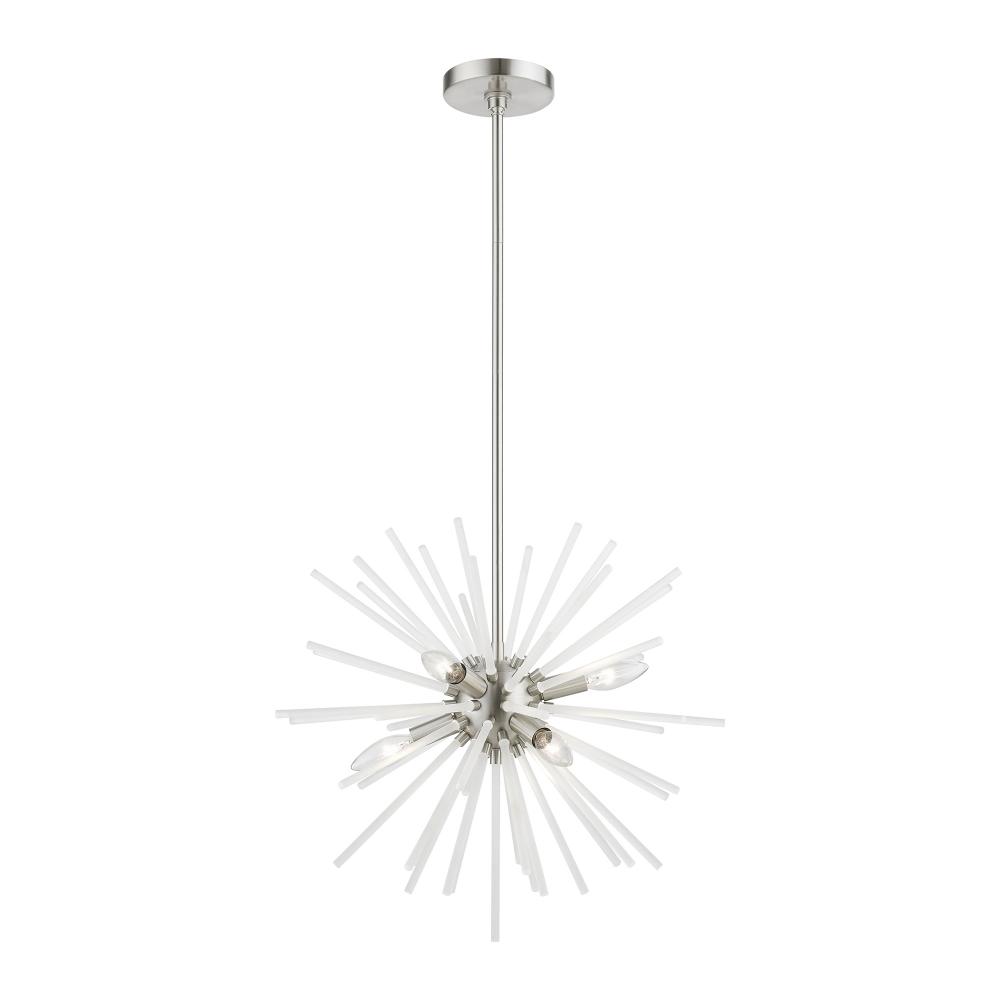 6 Light Brushed Nickel Pendant Chandelier