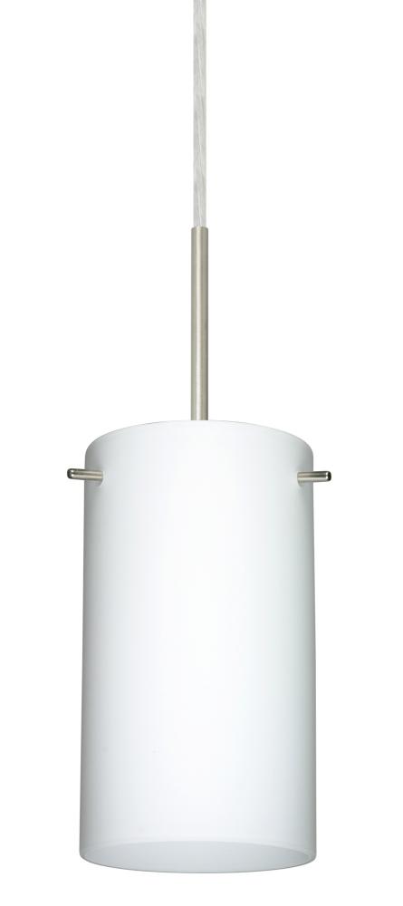 Besa Stilo 7 Pendant Satin Nickel Opal Matte 1x40W B10 Med, 15Ft. Cord