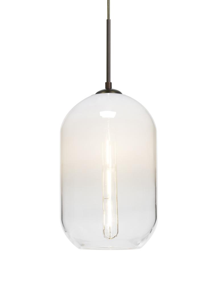 Besa, Omega 12 Cord Pendant, White/Clear, Bronze Finish, 1x4W LED Filament