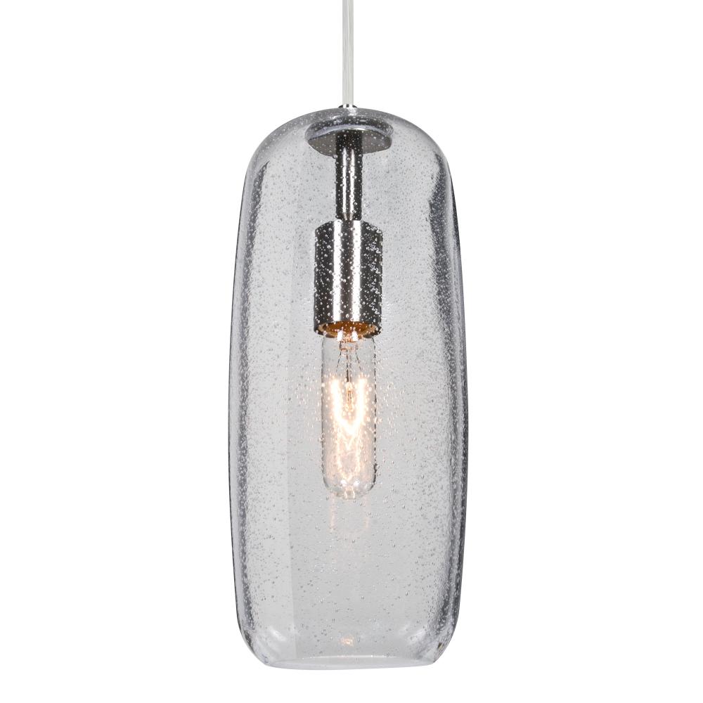 Besa, Pinot 13 Cord Pendant, Clear Bubble, Satin Nickel FInish 1x40W LED Filament