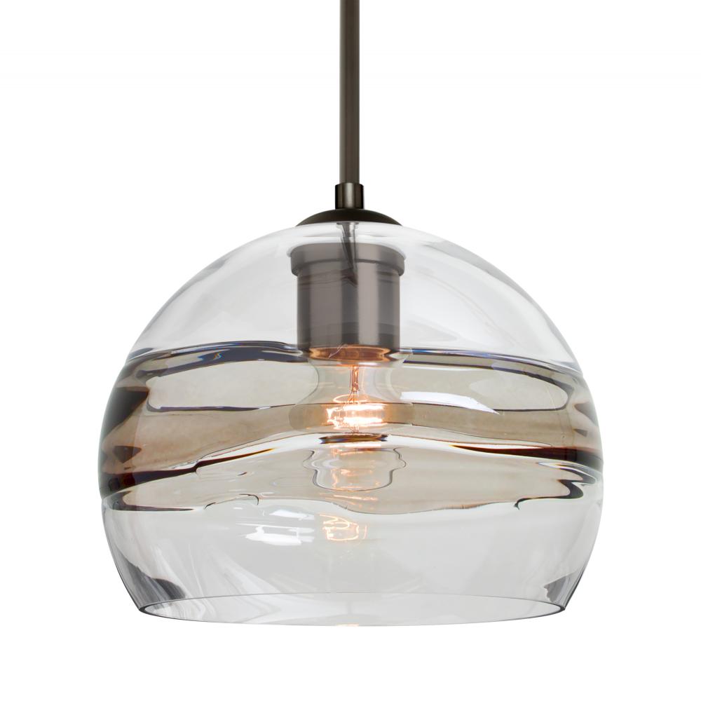 Besa Spirit 8 Pendant, Smoke/Clear, Bronze Finish, 1x60W Medium Base, 15Ft. Cord