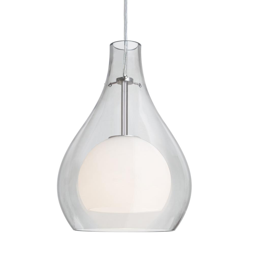 Besa, Elle 11 Cord Pendant for Multiport Canopy, Clear, Satin Nickel Finish, 1x9W LED