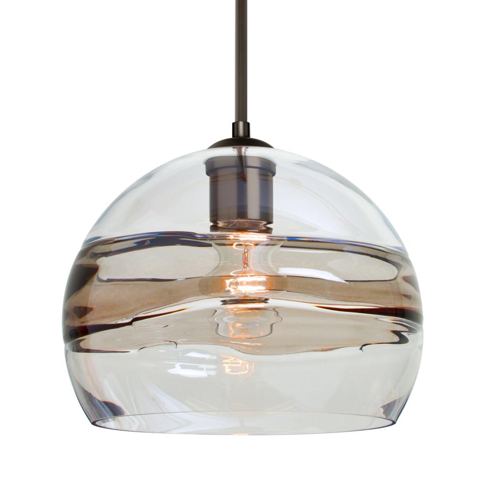 Besa Spirit 10 Pendant, Smoke/Clear, Bronze Finish, 1x60W Medium Base, 15Ft. Cord