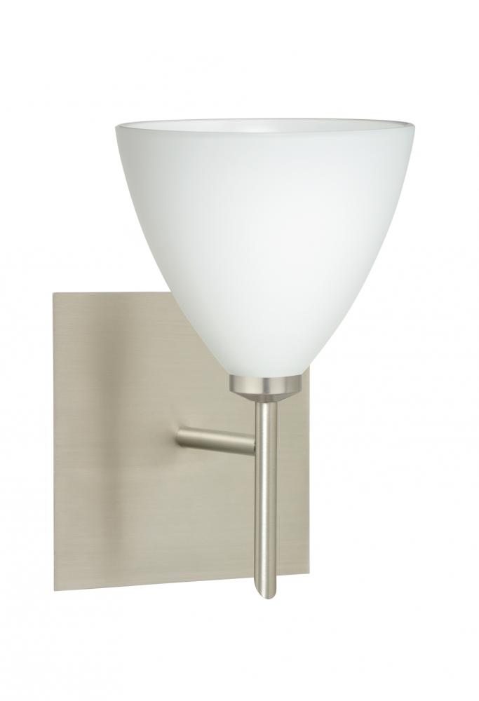 Besa Wall With SQ Canopy Mia Satin Nickel Opal Matte 1x5W LED