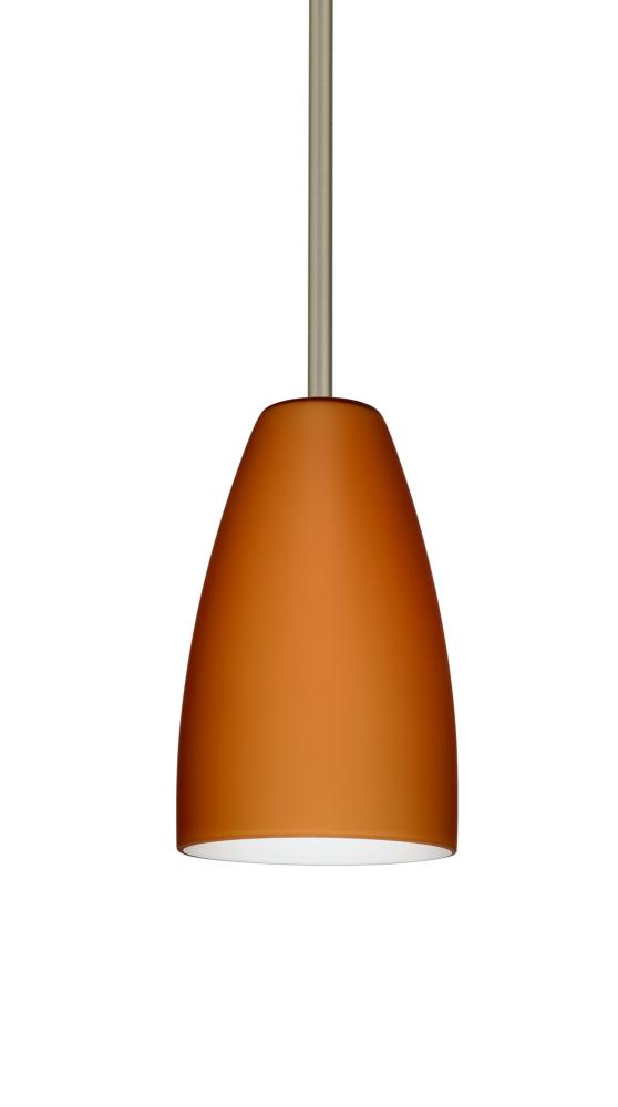 Besa Stem Riva 9 Pendant Satin Nickel Amber Matte 1x75W Medium Base, 15Ft. Cord