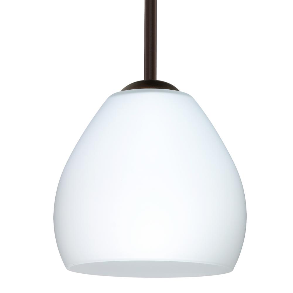 Besa Bolla Pendant Opal Matte Bronze 1x40W B10 Medium base, 15Ft. Stem