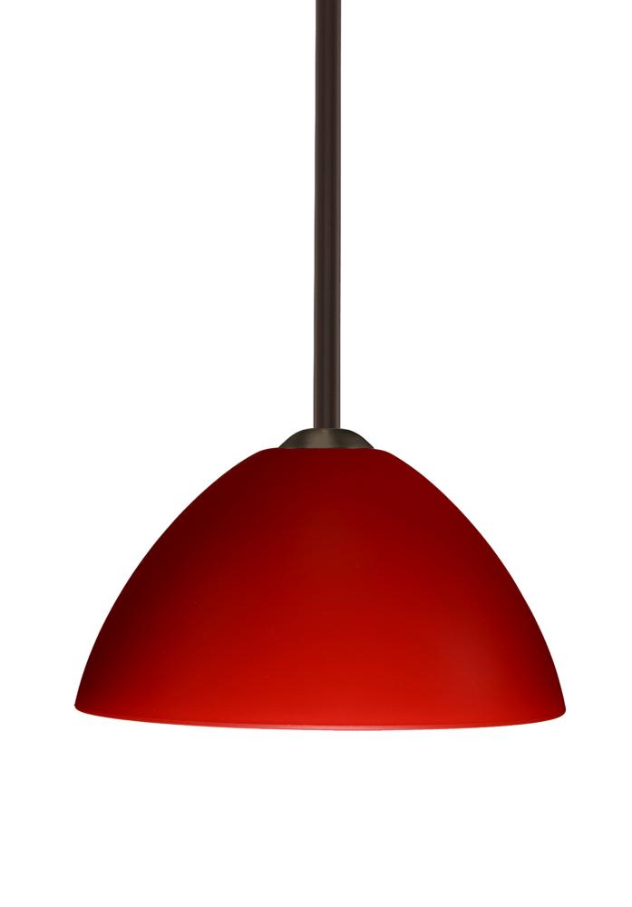 Besa Tessa LED Stem Pendant Red Matte Bronze 1x9W LED, 15Ft. Cord