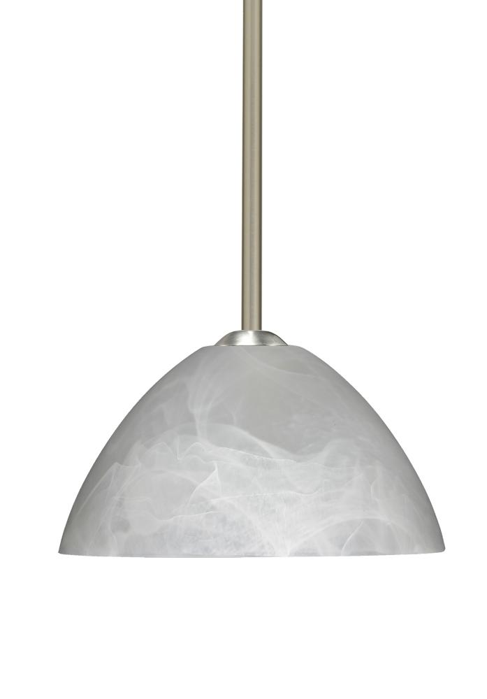 Besa Tessa Stem Pendant Satin Nickel Marble 1x75W Medium Base, 15Ft. Cord