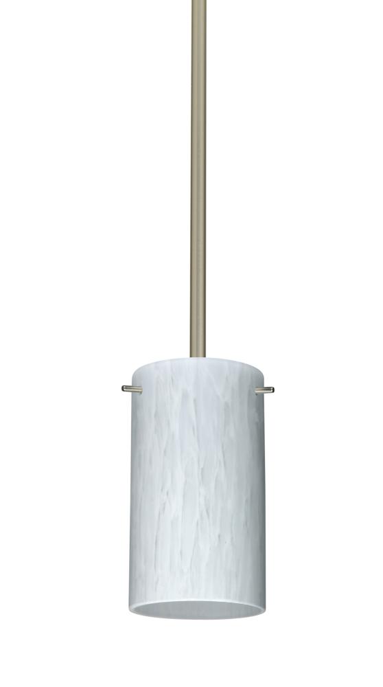 Besa Stem Stilo 7 Pendant Satin Nickel Carrera 1x50W Candelabra, 15Ft. Cord