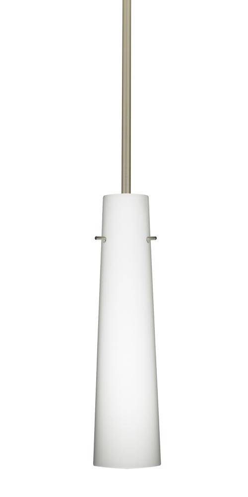 Besa Camino Stem Pendant Satin Nickel Opal Matte 1x40W Halogen, 15Ft. Cord