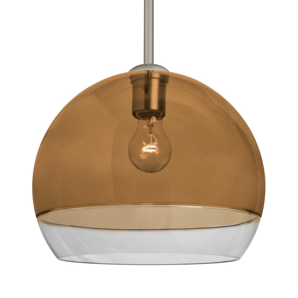 Besa, Ally 12 Stem Pendant, Amber/Clear, Satin Nickel Finish, 1x60W Medium Base