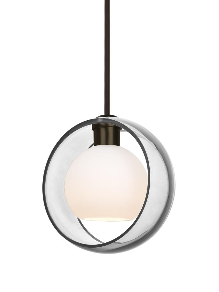 Besa Mana Pendant, Clear/Opal, Bronze Finish, 1x9W LED