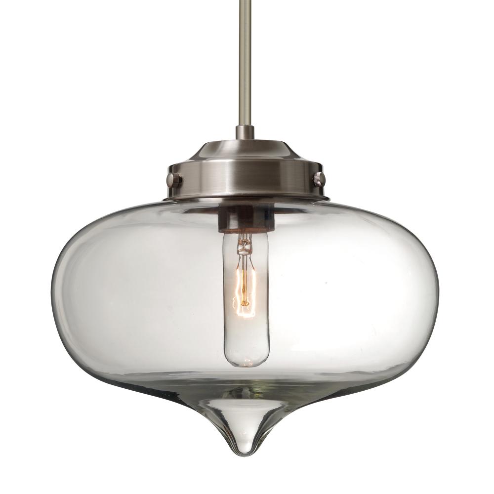 Besa Mira Stem Pendant Satin Nickel Clear 1x60W T10, 15Ft. Cord