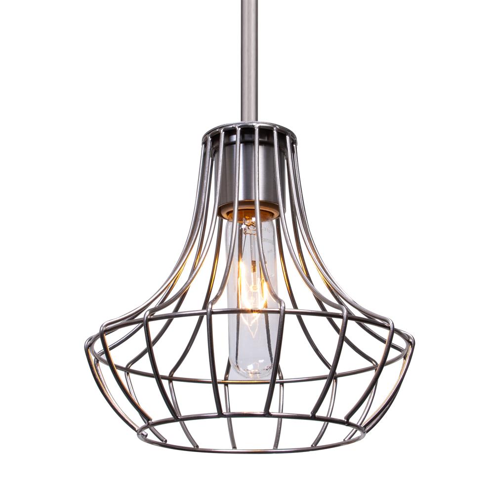 Besa Stem Pendant Spezza 7 Satin Nickel 1x100W Medium Base , 15Ft. Cord