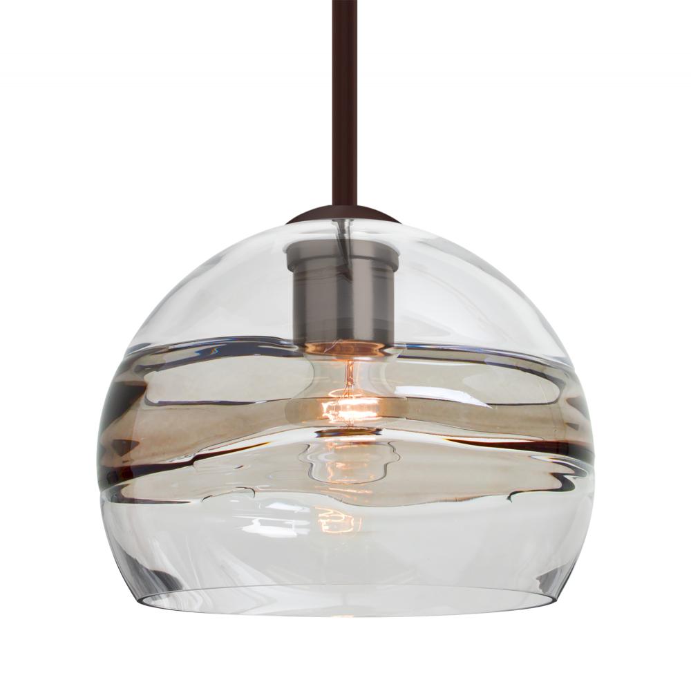 Besa Spirit 8 Pendant, Smoke/Clear, Bronze Finish, 1x60W Medium Base, 15Ft. Cord