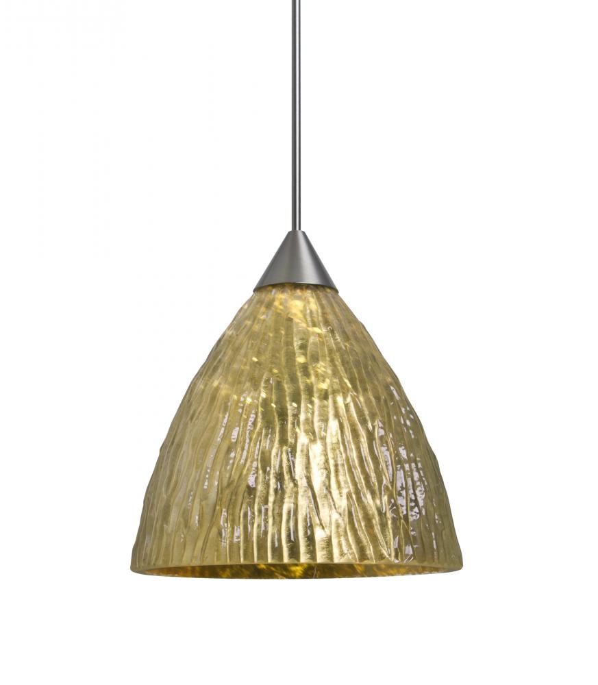 Besa, Eve Cord Pendant, Stone Gold Foil, Satin Nickel Finish, 1x50W Halogen, 15Ft. Co