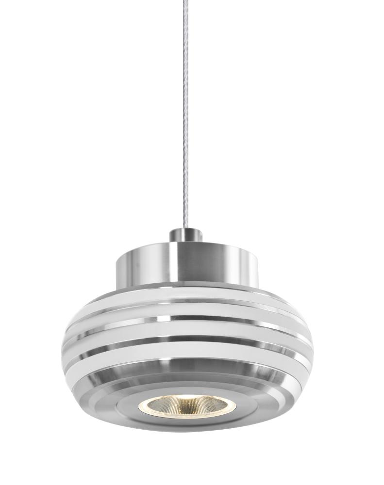 Besa, Flower Cord Pendant, Frost/Frost, Satin Nickel Finish, 1x3W LED