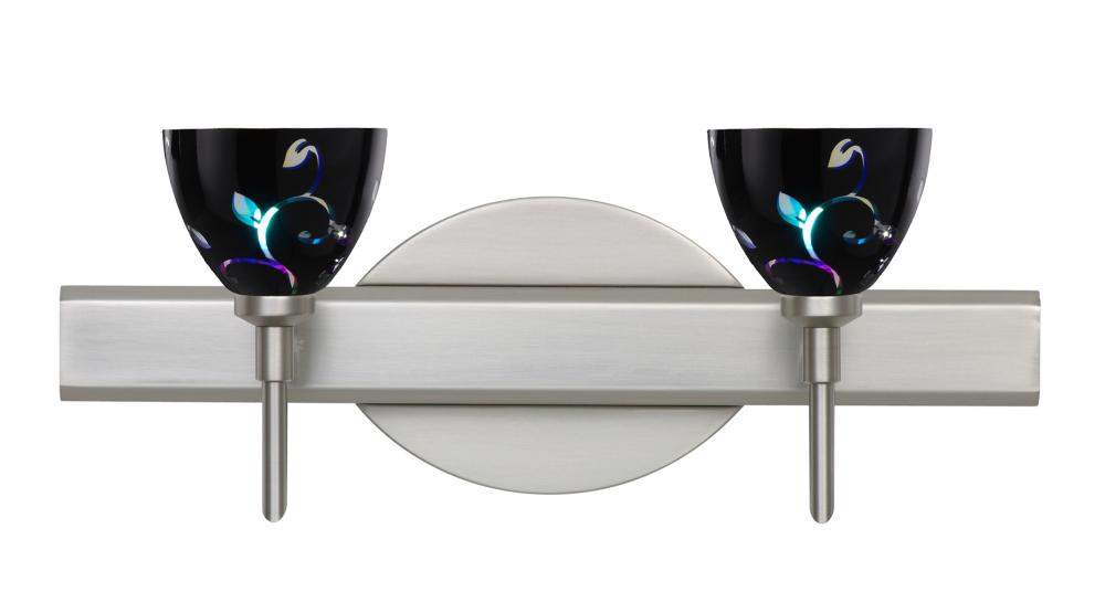 Besa Divi Wall 2SW Black Dicro Vine Satin Nickel 2x5W LED