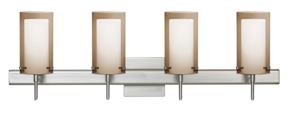 Besa Pahu 4 Wall With SQ Canopy 4SW Transparent Smoke/Opal Satin Nickel 4x40W G9