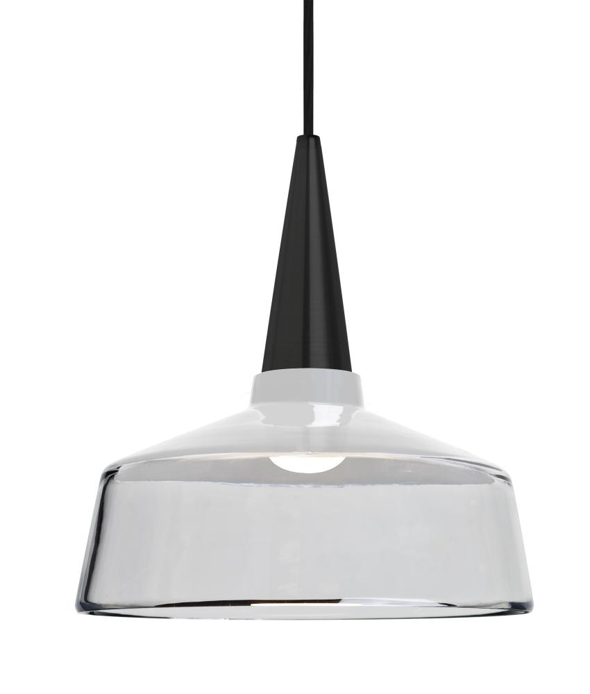 Besa, Baron 10 Cord Pendant for Mulitport Canopy, White/Clear, Black Finish, 1x9W LED