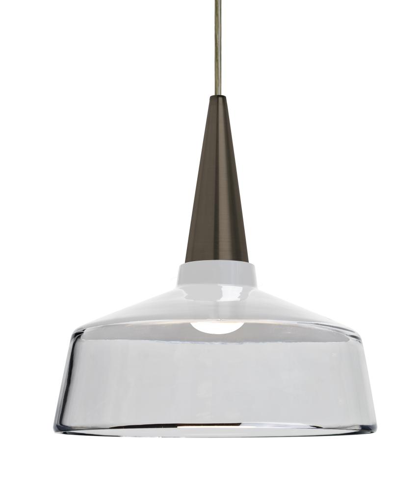 Besa, Baron 10 Cord Pendant for Mulitport Canopy, White/Clear, Bronze Finish, 1x9W LE