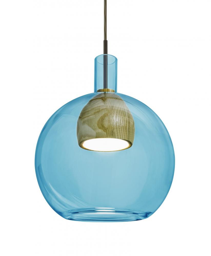 Besa, Benji Cord Pendant For Multiport Canopy, Blue/Medium, Bronze Finish, 1x9W LED