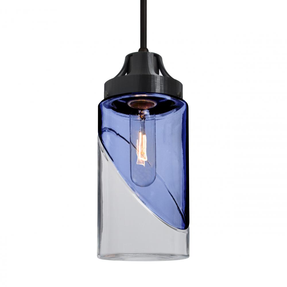 Besa, Blink Cord Pendant For Multiport Canopy, Trans. Blue/Clear, Black Finish, 1x60W