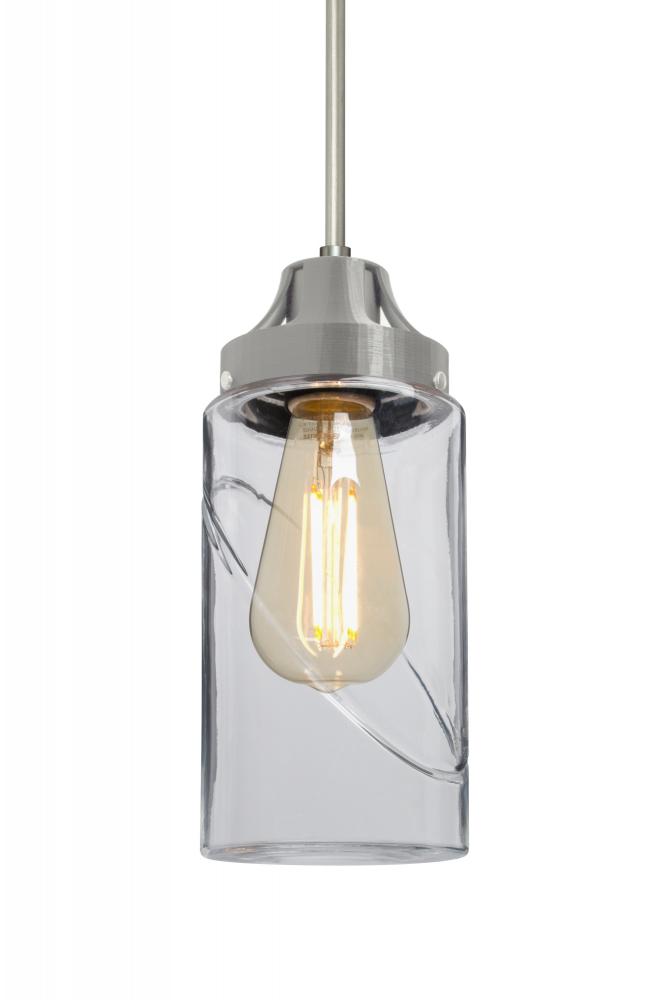 Besa, Blink Cord Pendant For Multiport Canopy, Clear, Satin Nickel Finish, 1x4W LED F