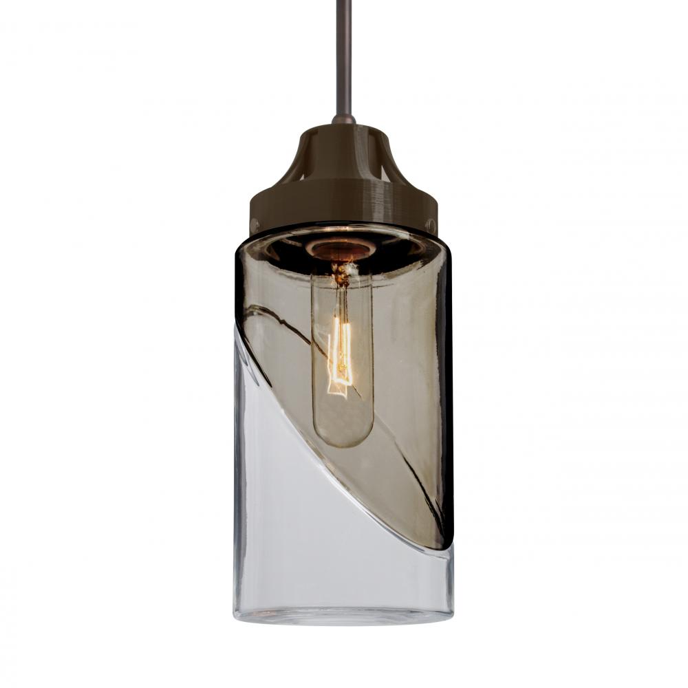 Besa, Blink Cord Pendant For Multiport Canopy, Trans. Smoke/Clear, Bronze Finish, 1x6