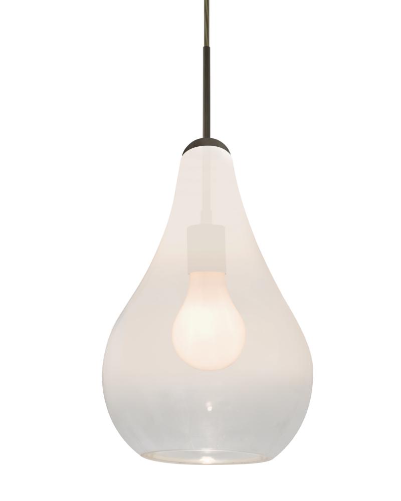 Besa, Leon Cord Pendant for Multiport Canopy, Milky White/Clear, Bronze Finish, 1x60W