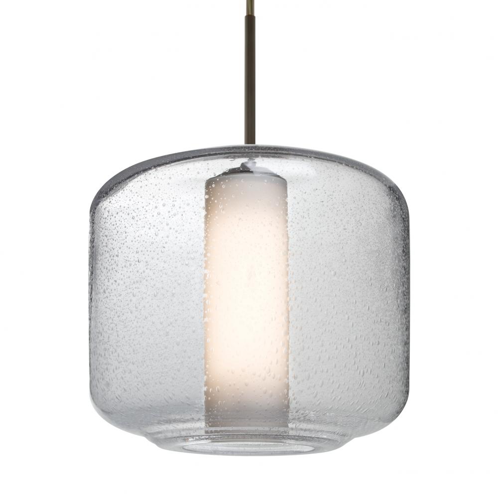 Besa Niles 10 Pendant For Multiport Canopy, Clear Bubble/Opal, Bronze Finish, 1x60W M