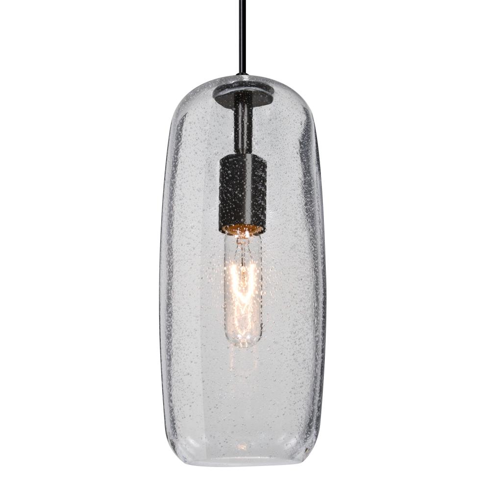 Besa, Pinot 13 Cord Pendant for Mulitport Canopy, Clear Bubble, Black FInish 1x60W In