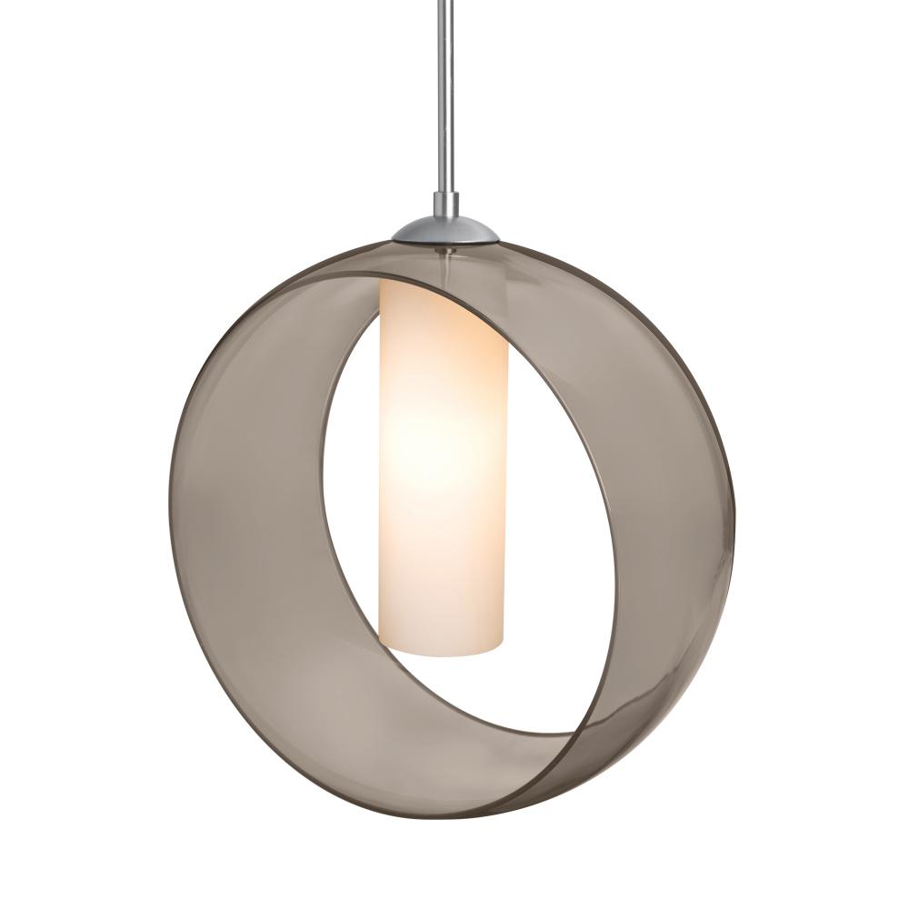 Besa, Plato Cord Pendant For Multiport Canopies, Smoke/Opal, Satin Nickel Finish, 1x5