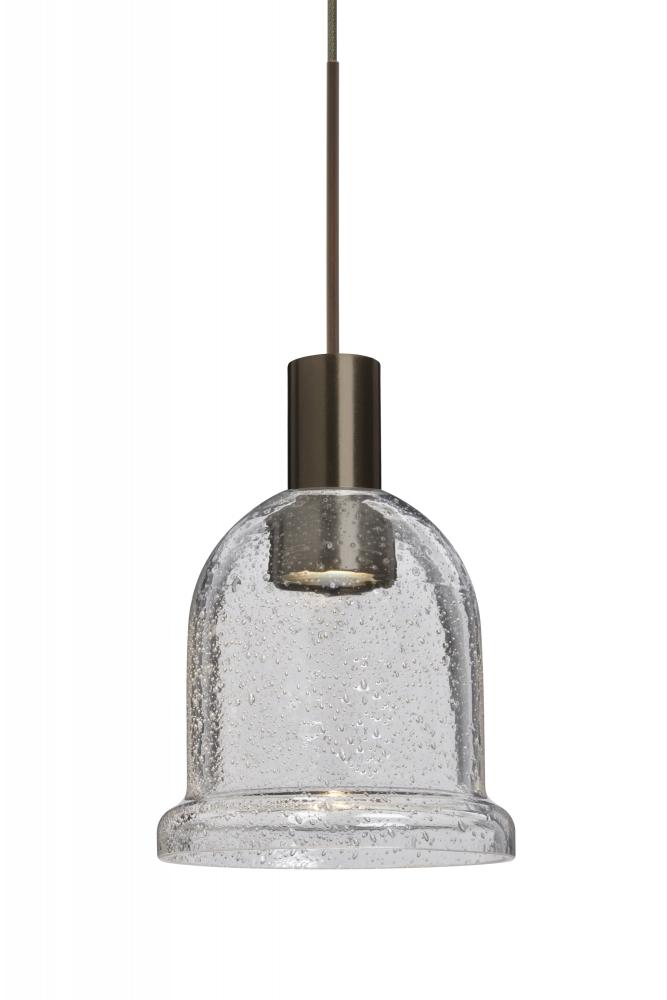 Besa, Kiba Cord Pendant, Clear Bubble, Bronze Finish, 1x3W LED