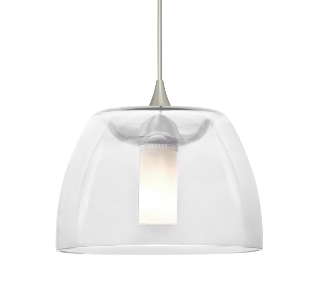 Besa Spur Cord Pendant For Multiport Canopy, Clear, Satin Nickel Finish, 1x35W Haloge