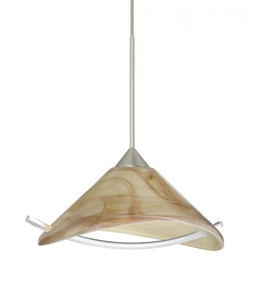 Besa Pendant Hoppi Satin Nickel Mocha/Clear 1x50W Halogen, 15Ft. Cord