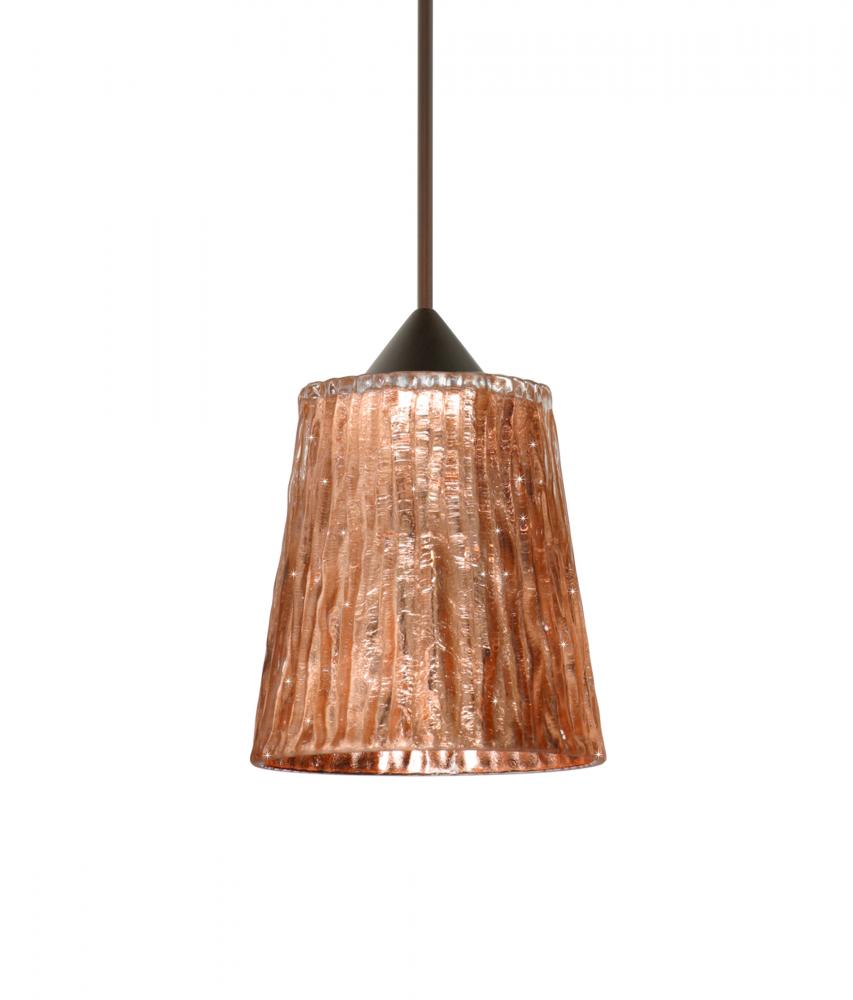 Besa Pendant Nico 4 Bronze Stone Copper Foil 1x5W LED, 15Ft. Cord