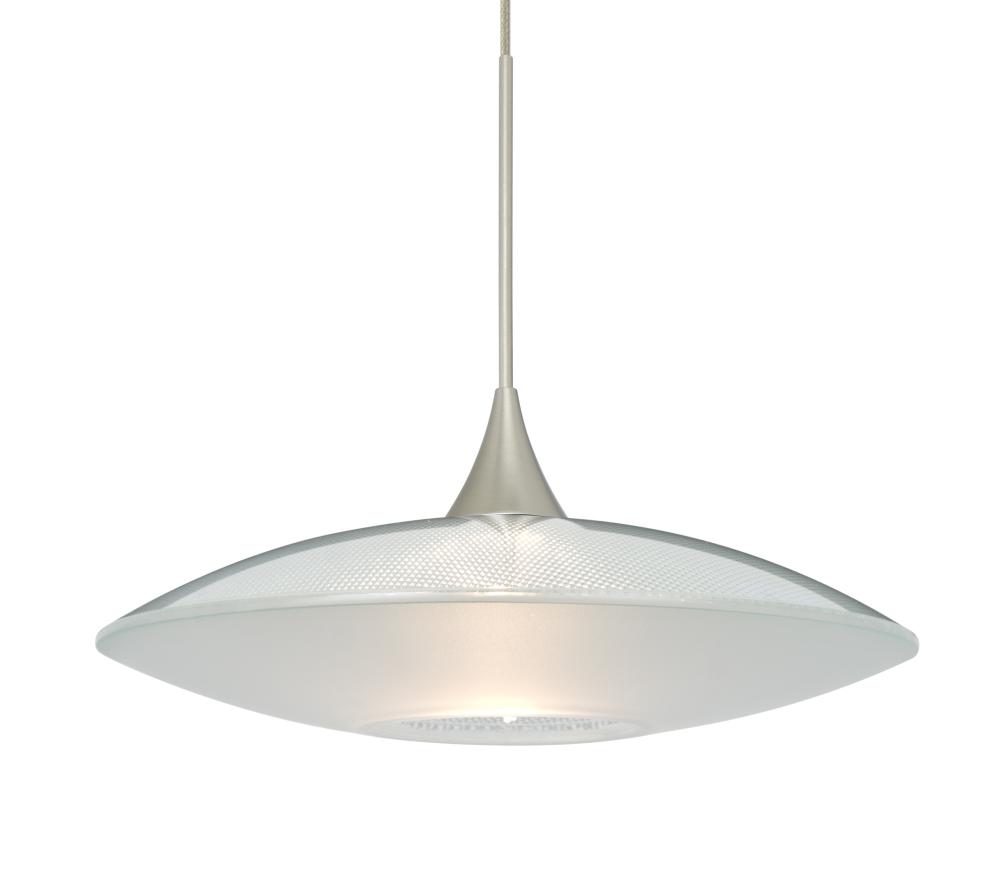 Besa Pendant Spazio Satin Nickel Clear/Frost 1x5W LED, 15Ft. Cord