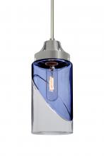 Besa Lighting 1JC-BLINKBL-SN - Besa, Blink Cord Pendant, Trans. Blue/Clear, Satin Nickel Finish, 1x60W Medium Base